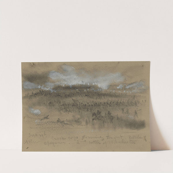 Sept. 19th. Crooks Corps storming to the fort. Battle of Opequon- 2nd battle of Winchester by Alfred Rudolph Waud