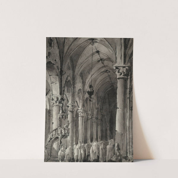 Sermon in a Gothic church by Giovanni Migliara