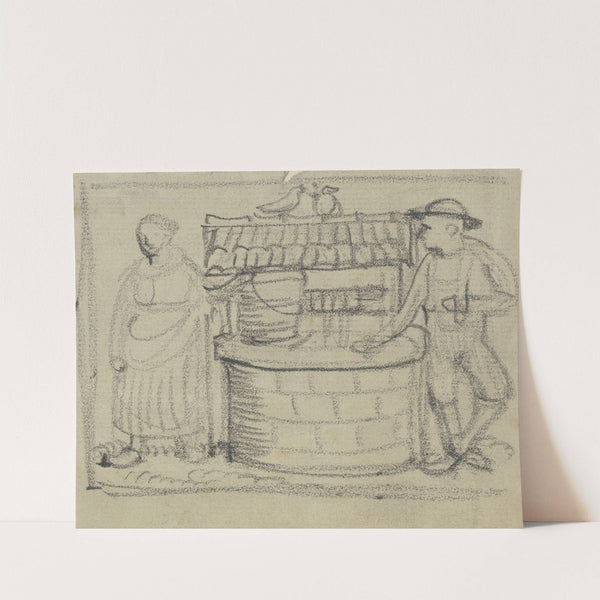 Servant and maid at the well by Fritz Boehle