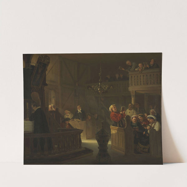Service in a Norwegian Country Church (1845) by Adolph Tidemand