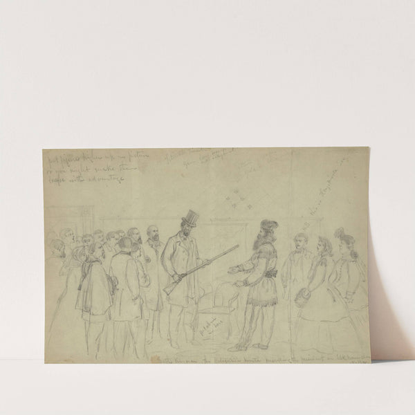 Seth Kinman, the California hunter presenting the president an Elkhorn chair by Alfred Rudolph Waud