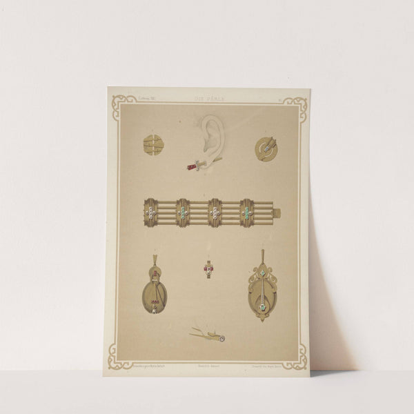 Seven Designs For Jewelry, Including Earring In Shape Of Gold Sword With Ruby Hilt. (1872 - 1873) by Martin Gerlach