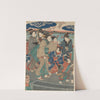 Seven Female Figures, Two Umbrellas (river in background) by Utagawa Kuniyoshi