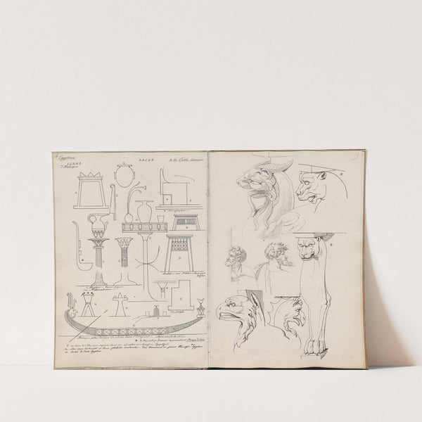 Several Egyptian objects, details of a fresco by Raphael and Roman furniture by David Humbert de Superville