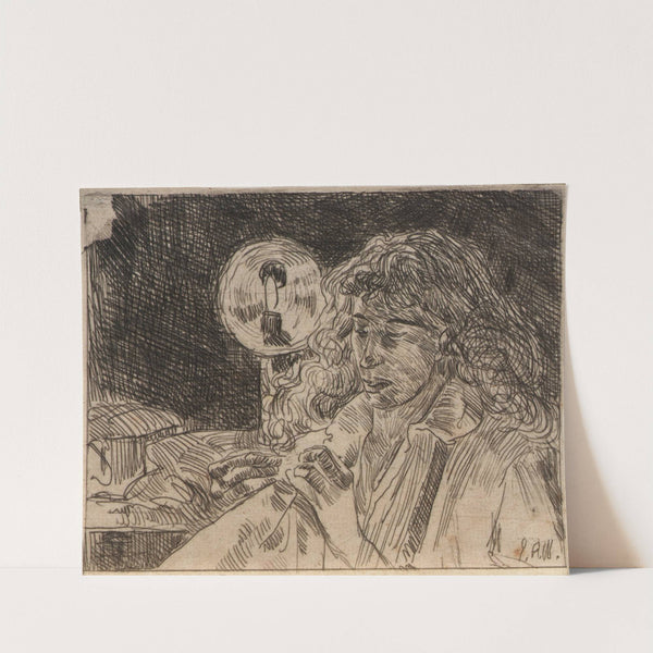 Sewing by Candlelight (1889) by Julian Alden Weir