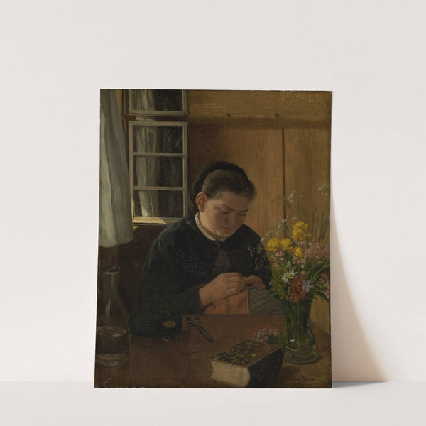 Sewing girl (1868) by Hans Thoma