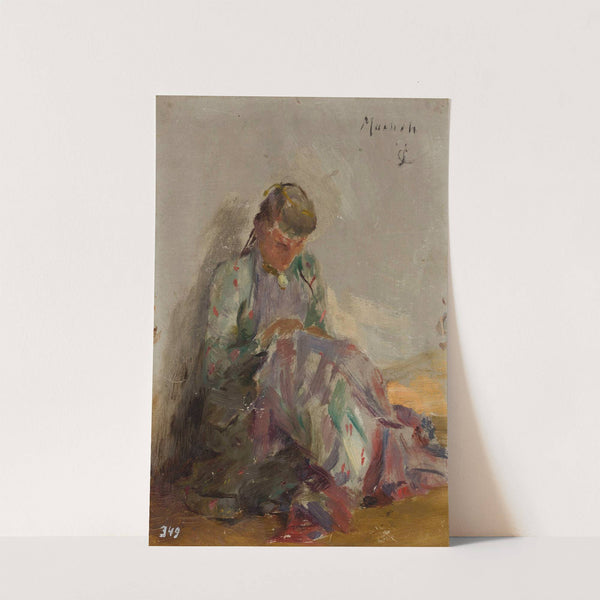 Sewing Tartar girl. From the journey to Crimea by Jan Ciągliński