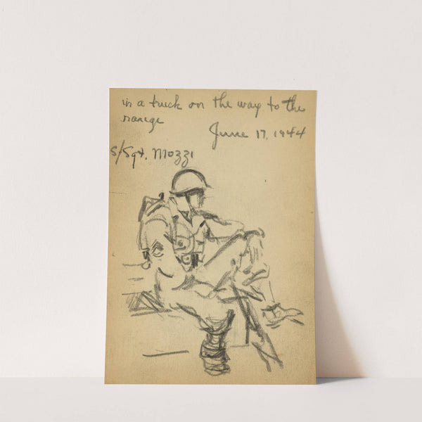 Sgt. Mozzi in a truck on the way to the range by Victor Alfred Lundy