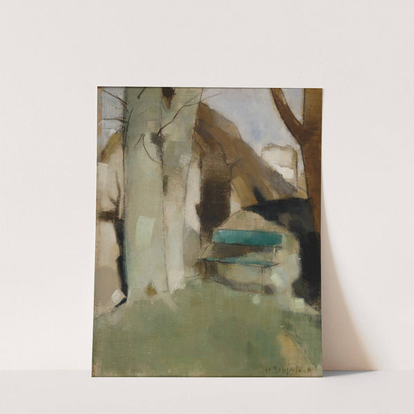 Shadow on the Wall II (Green Bench) by Helene Schjerfbeck