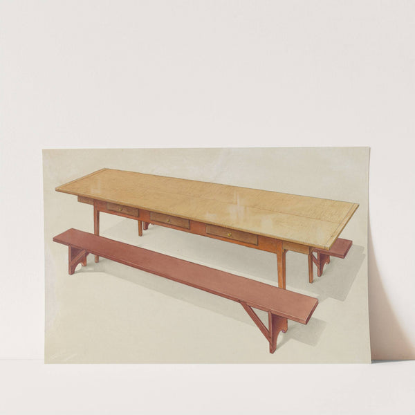 Shaker Refectory Table with Benches by Alfred H. Smith