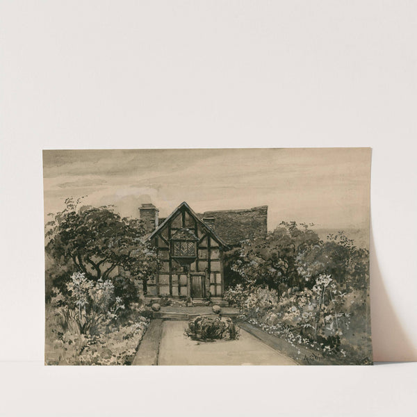 Shakespeare’s garden (back view of the birthplace from garden) by A.C. Wyatt