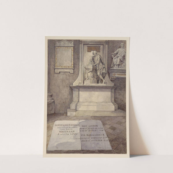 Shakespeare’s statue overlooking the grave markers of Samuel Johnson, David Garrick and Eva Maria Garrick by James Robert Thompson