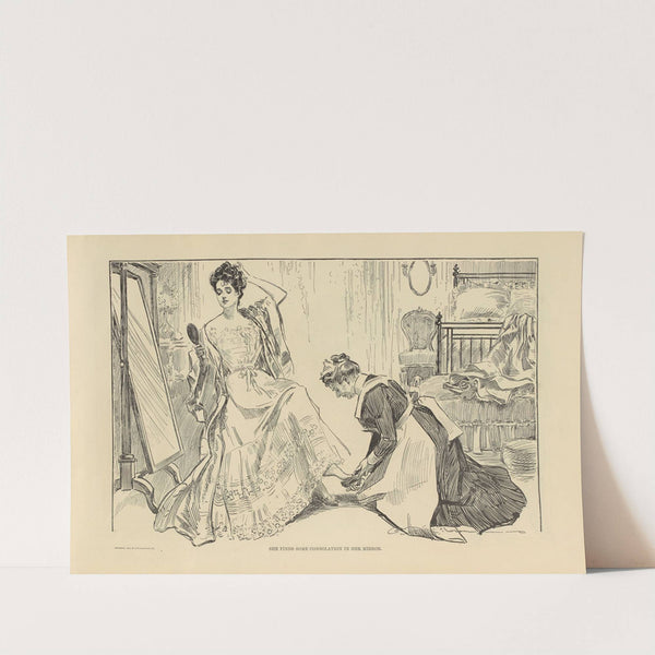 She finds some consolation in her mirror (1900-1905) by Charles Dana Gibson