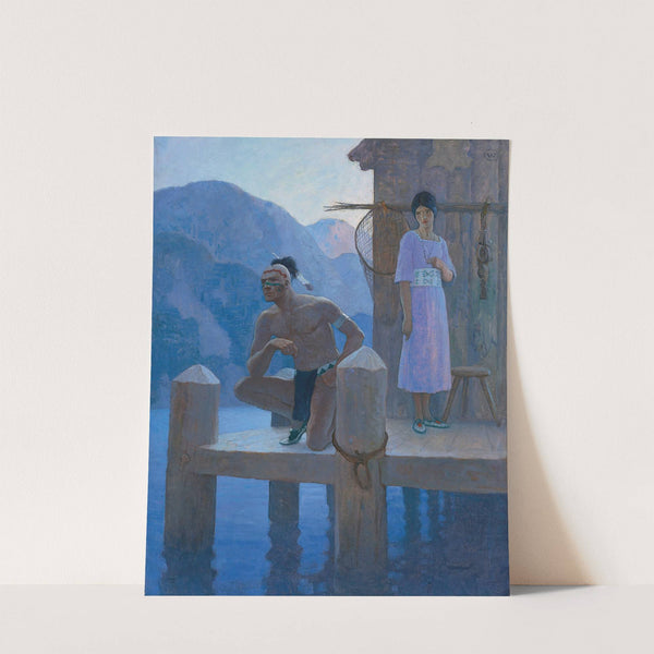 ‘She found Chingachgook studying the shores of the lake, the mountains, and the heavens…’ (1925) by N. C. Wyeth