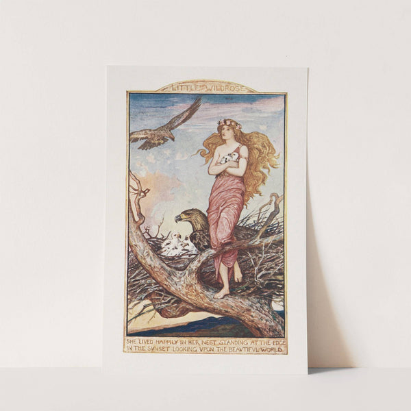 She lived happily in her nest standing at the edge in the sunset looking upon the beautiful world by Henry Justice Ford