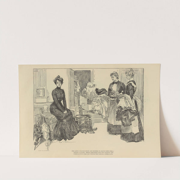 She longs for seclusion and decides to leave town for a milder climate (1900-1905) by Charles Dana Gibson