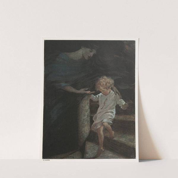 She took his hand, and giving him the broad part of the spiral stair to walk on, led him down a good way by Jessie Willcox Smith