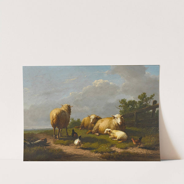 Sheep and Chicken in a Landscape (1873) by Eugène Joseph Verboeckhoven