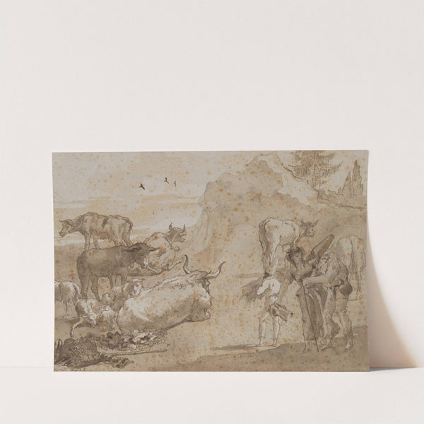 Sheep and Cows (1790s) by Giovanni Domenico Tiepolo