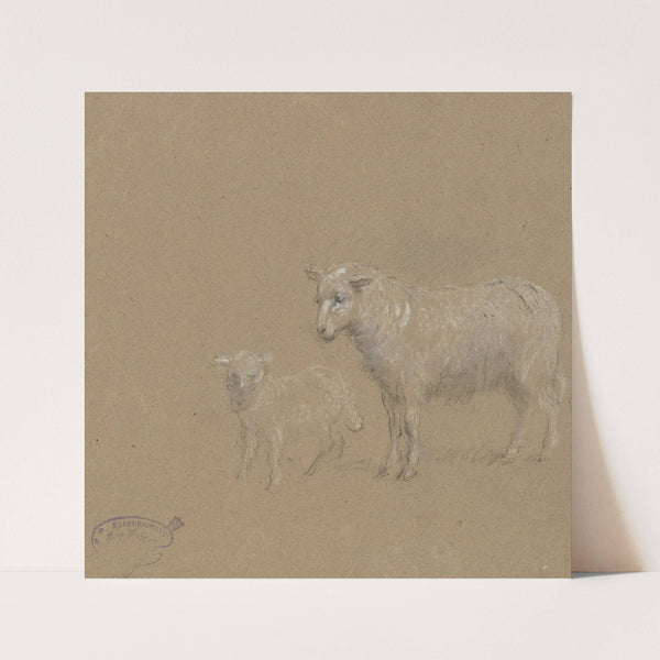 Sheep and lamb by Wilhelm Amandus Beer