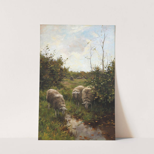 Sheep at a Pond by Willem Steelink Jr.