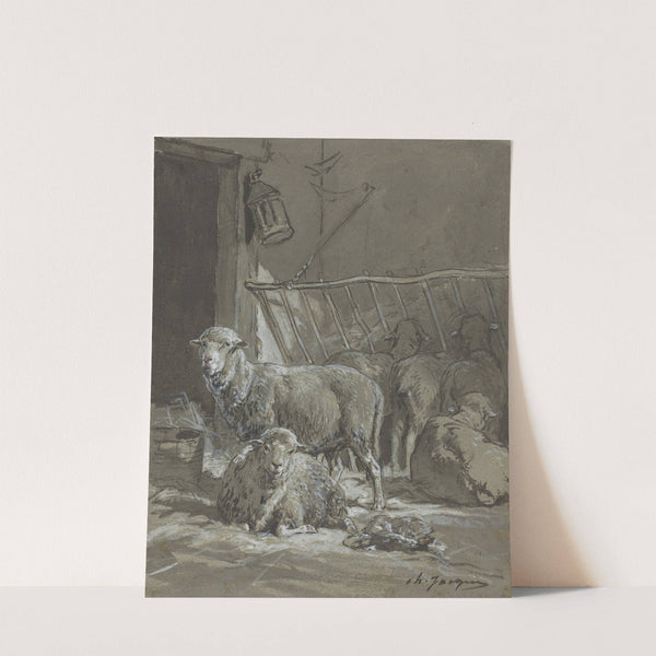 Sheep in a Manger by Charles Emile Jacque