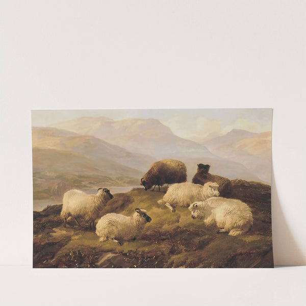Sheep Resting In A Highland Landscape by Thomas Sidney Cooper