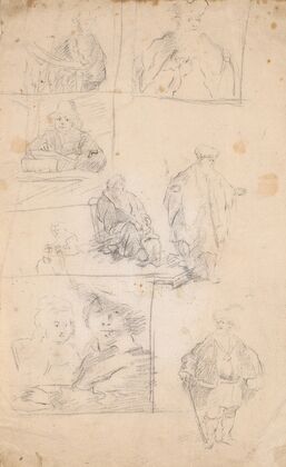 Sheet of Copies after Etchings by Rembrandt