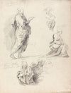 Sheet of Figure Studies from Raphael’s Disputation (with separate sheet bearing inscription)
