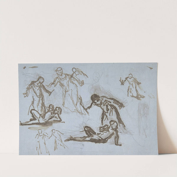 Sheet of figure studies by Narcisse-Virgile Diaz de La Peña