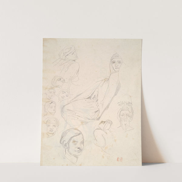 Sheet of North African Pencil Studies (ca. 1832) by Eugène Delacroix