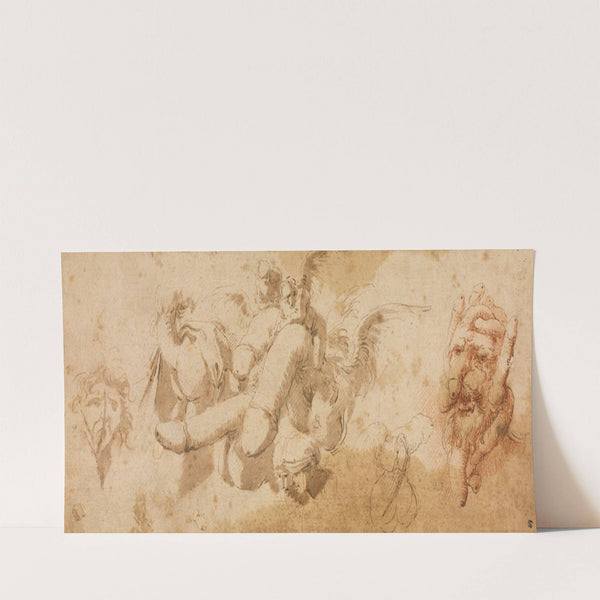 Sheet of Satirical Studies (Amorini Riding Phalli) (c. 1650s) by Salvator Rosa