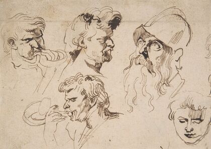 Sheet of Studies of Heads
