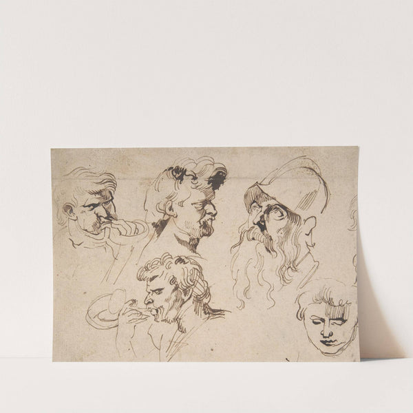 Sheet of Studies of Heads (1615–41) by Anthony van Dyck