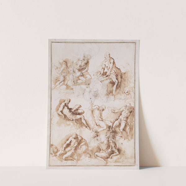 Sheet of Studies of St. Jerome by Jacopo Palma Il Vecchio