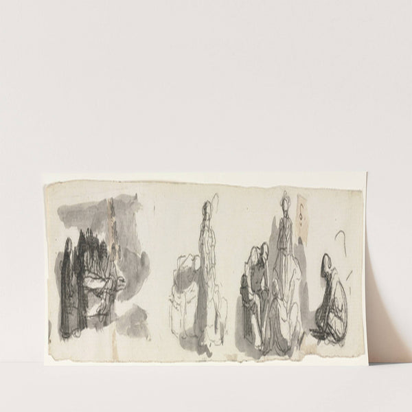 Sheet of Studies with a Group of Four Figures to the Right (1850–75) by Honoré Daumier