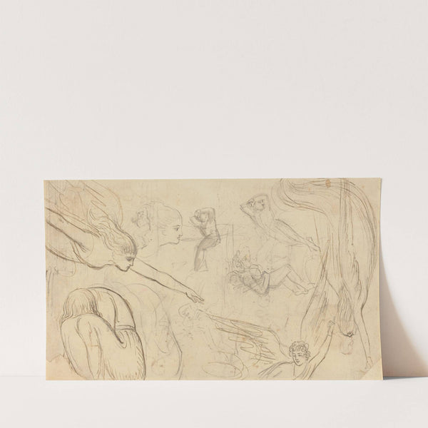 Sheet of Studies with Angels and Cowering Figures (Illustration for Macklin’s Bible) (c. 1791) by Thomas Stothard