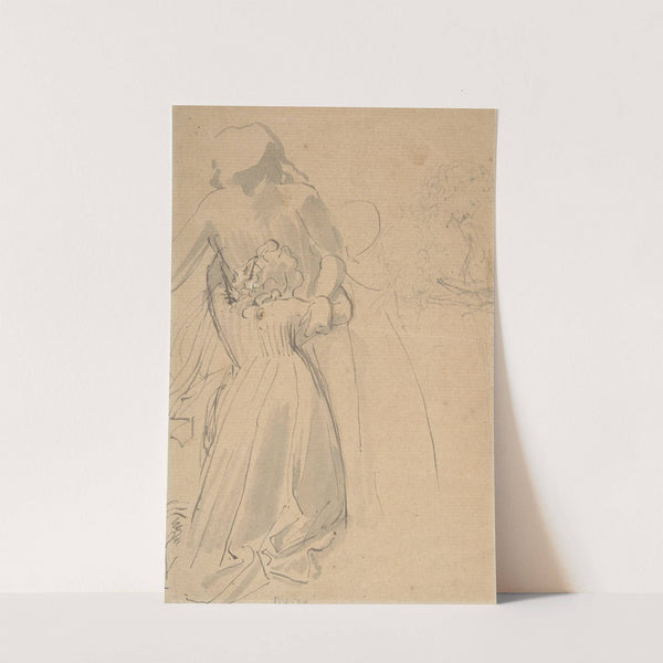Sheet of Studies with Female Figure Kneeling and Embracing Standing Figure by John Flaxman