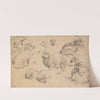 Sheet of Studies with Sheep, Goats, and Dogs by Jean-Baptiste Huet