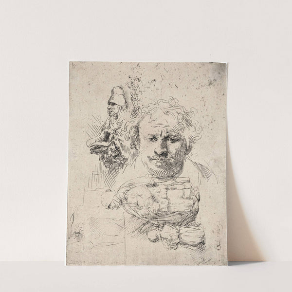 Sheet of Studies with the Head of the Artist, a Beggar Man, Woman and Child by Rembrandt van Rijn