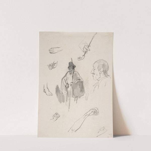 Sheet with figures, details of hands and feet (ca. 1870) by Félicien Rops