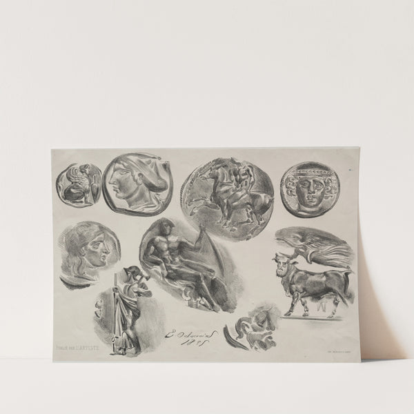 Sheet with Nine Antique Medals (1825) by Eugène Delacroix