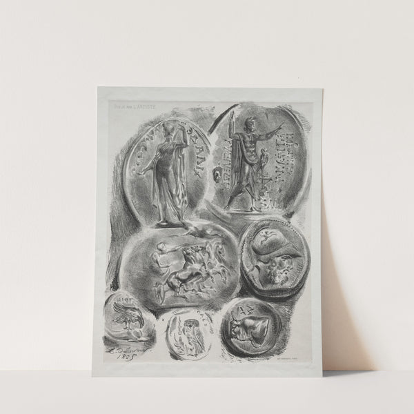 Sheet with Seven Antique Medals (1825) by Eugène Delacroix