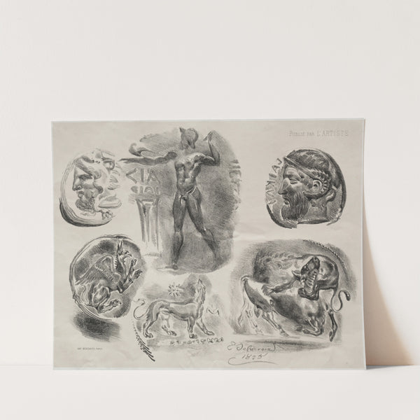 Sheet with Six Antique Medals (1825) by Eugène Delacroix