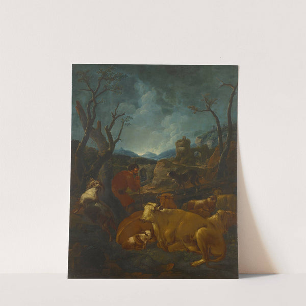 Shepherd and Flock in a Rocky Valley by Johann Melchior Roos