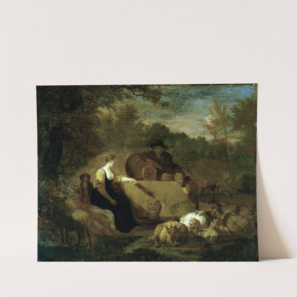 Shepherd and Shepherdess with their Flock at a Well (1668) by Adriaen van de Velde