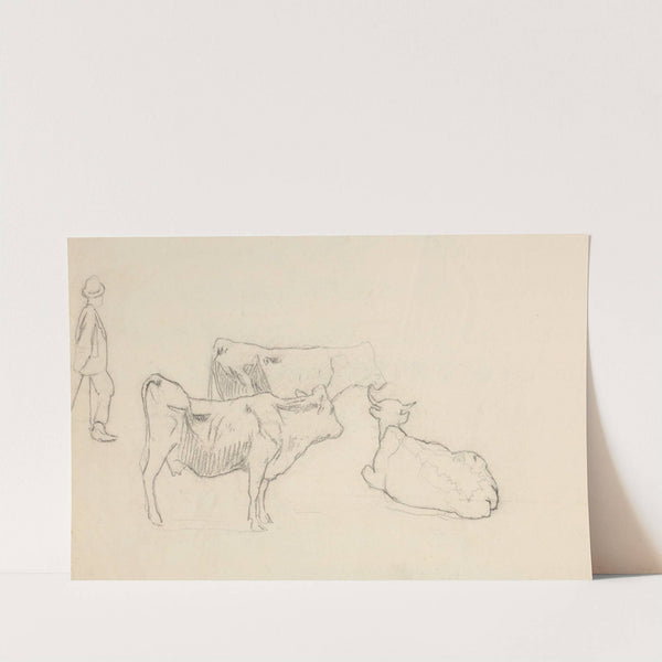 Shepherd and Three Cows (1890 - 1910) by Hans Thoma