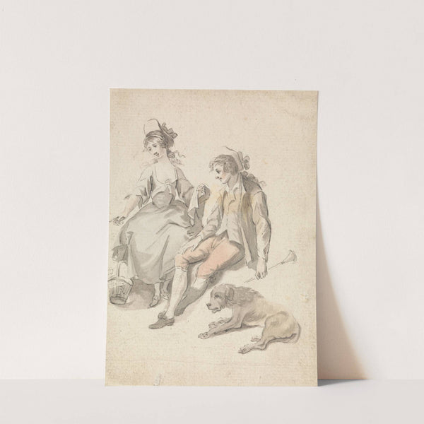 Shepherd, Shepherdess and Dog by Michel Vincent Brandoin