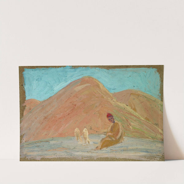 Shepherd with two Sheep by Ernst Schiess