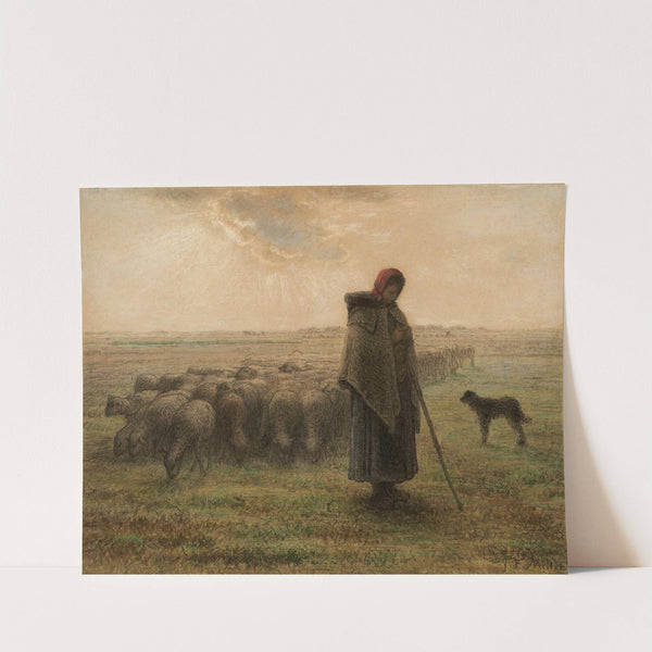 Shepherdess and Her Flock by Jean-François Millet
